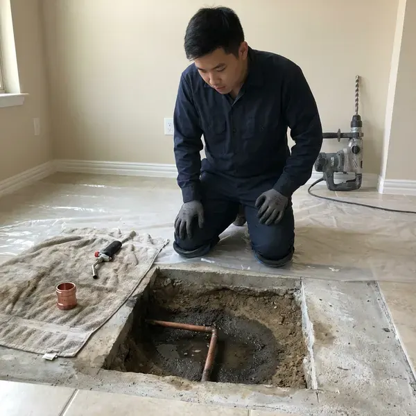 Local slab leak repair by FKV Plumbing, Omaha, NE
