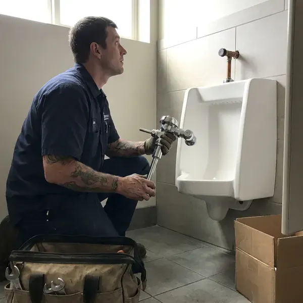FKV Plumbing technician providing urinal installation in Chalco, NE