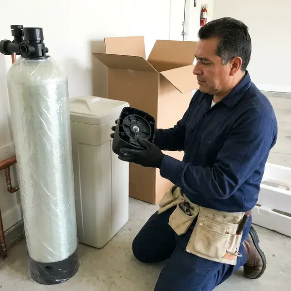 FKV Plumbing technician providing water softener replacement in Omaha, NE
